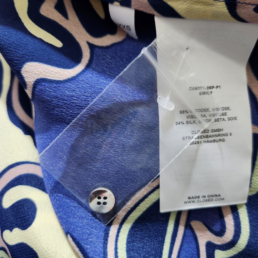 Closed Emily Maxi Dress Oversized Silk Blend Blue Abstract Print Size XXS NWOT - Picture 15 of 16